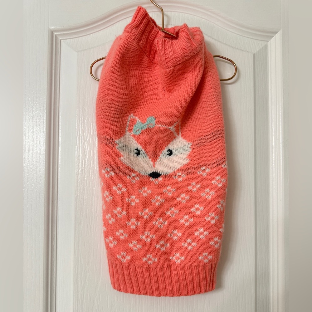 Peach Pink Fox Girl Dog Sweater Clothes Size L